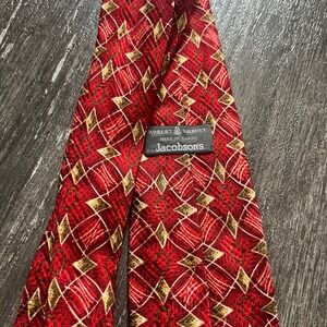 Vintage Robert Talbott Best of Class Necktie Red Gold Diamond Geometric Mens Tie